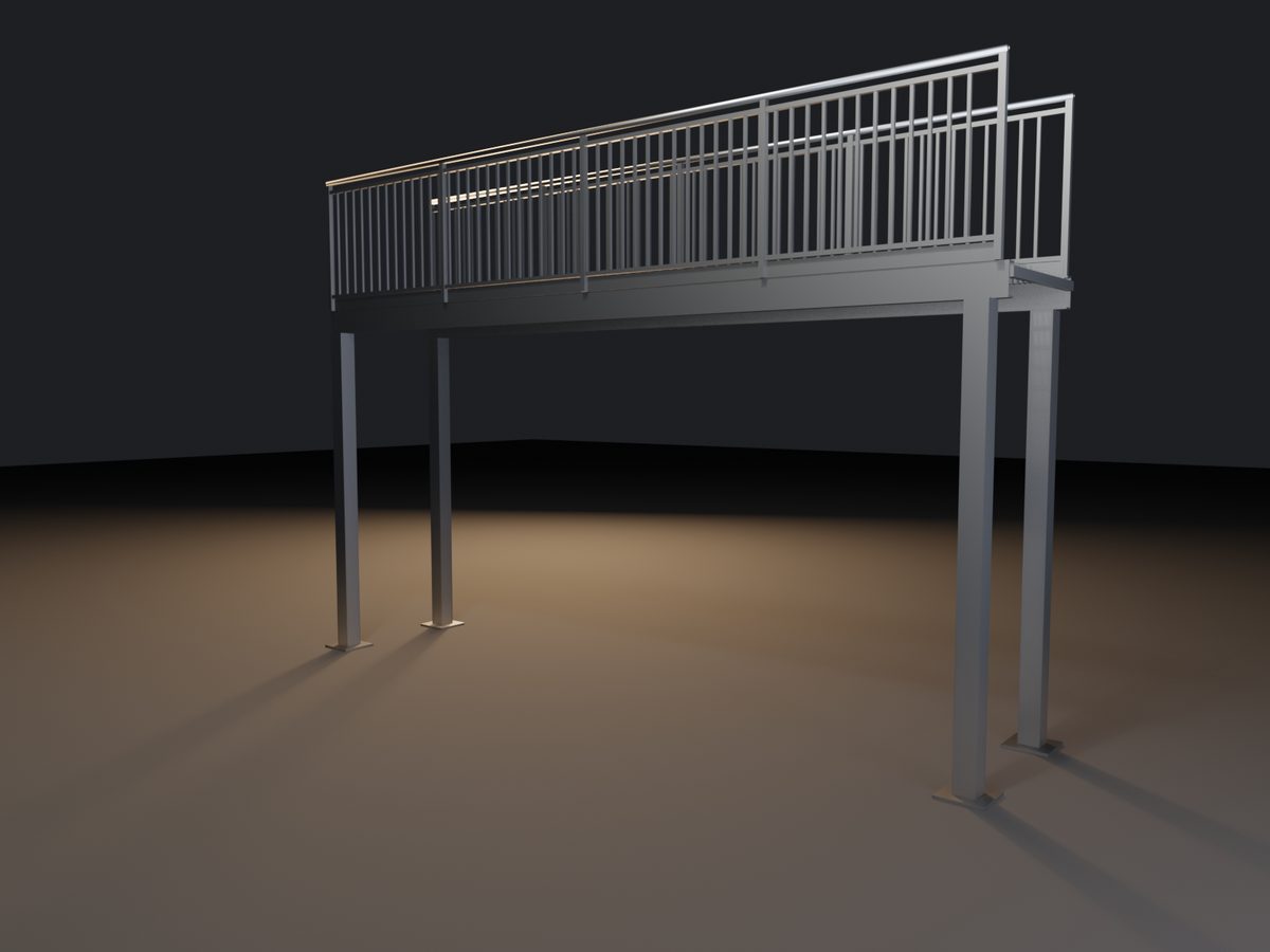 Passerelle métallique sur poteaux